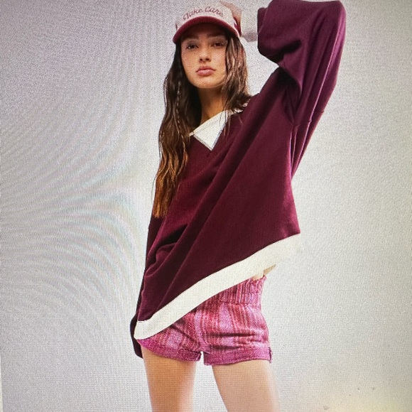 Free People classic crew, color block sweatshirt, size XL, NWT - Picture 5 of 7